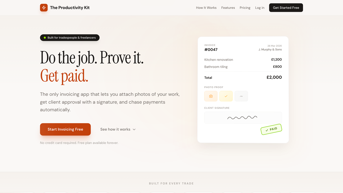 The Productivity Kit website screenshot